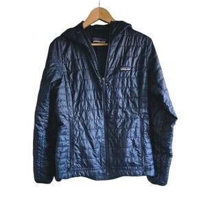 Patagonia Nano Puff Jacket Women's M Blue Insulated Hooded Lightweight